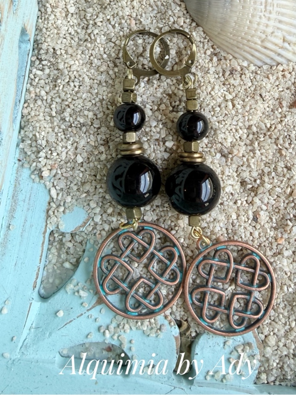 Obsidian Black and Gold Carved Teardrop Dangle Earrings SHOULDER DUSTER